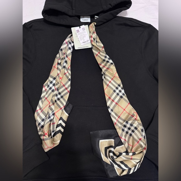 Burberry Scarf Tie Cott Hoodie size XS - Picture 3 of 10